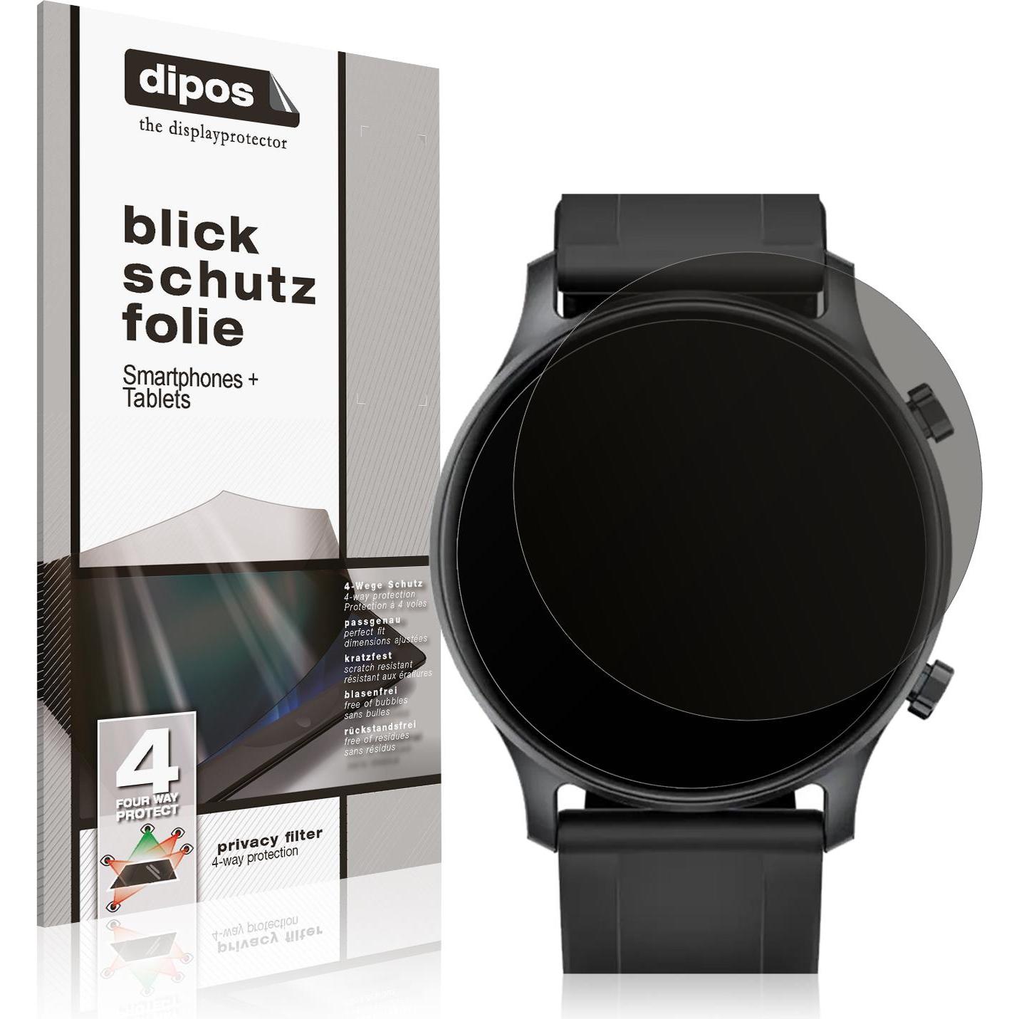 Dipos Blickschutzfolie 4-Way Privacy, Smartwatch Schutzfolie, Transparent