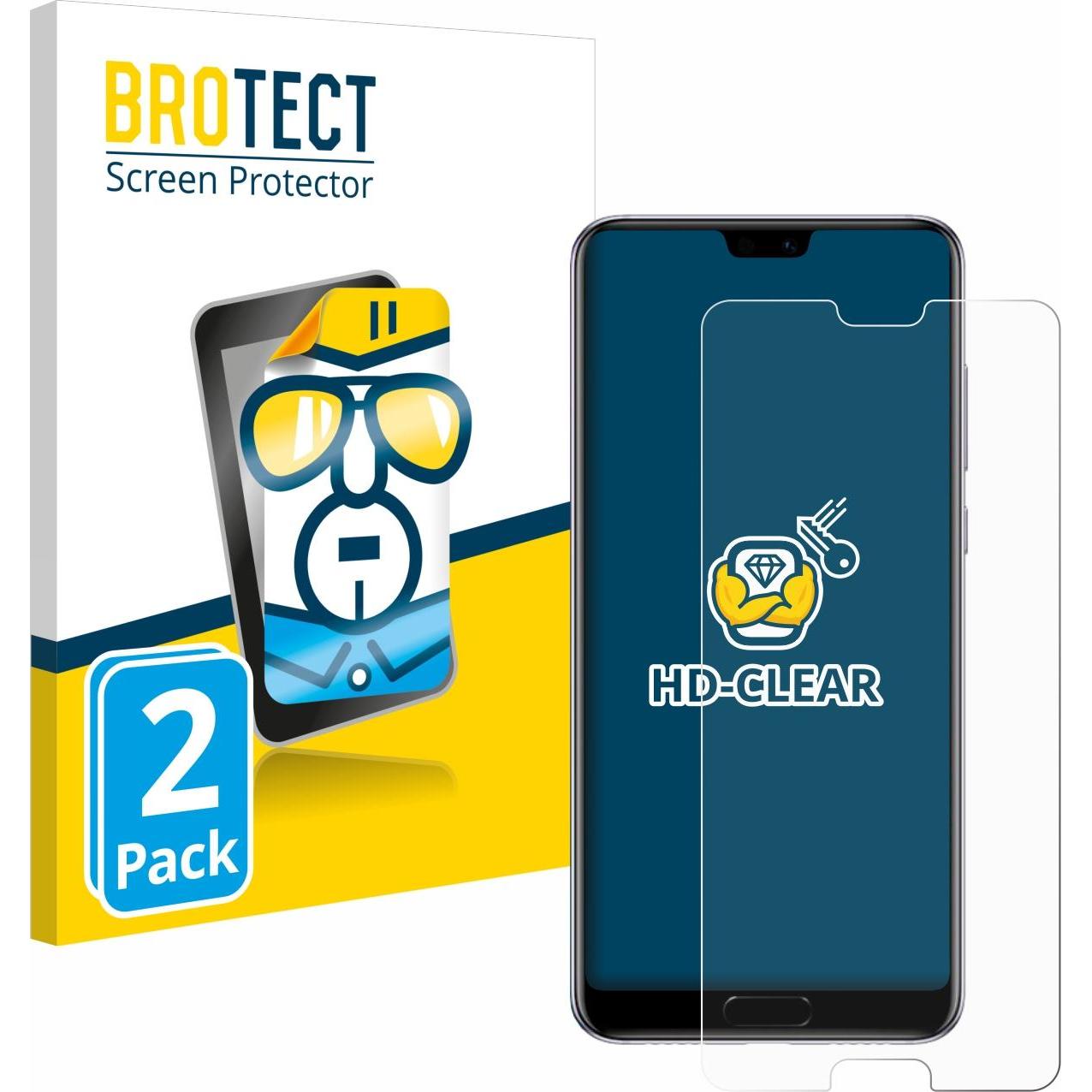 BROTECT Schutzfolie Displayschutz Klar (2 Stück, Huawei P20 Pro), Smartphone Schutzfolie, Transparent