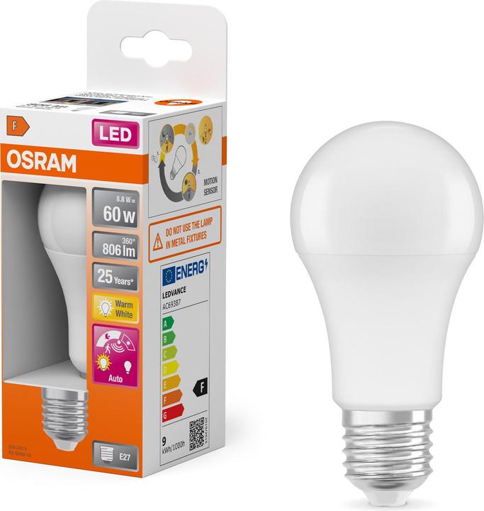 Image du produit Osram 4099854040092 LED EEK F (A - G) E27 8.8 W = 60 W Blanc chaud (Ø x H) 60 mm x (E27, 806 lm, 1 x)