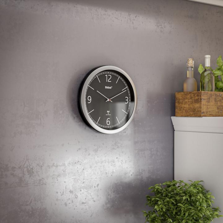 Produktbild Mebus 19813 Funkwanduhr schwarz/silber