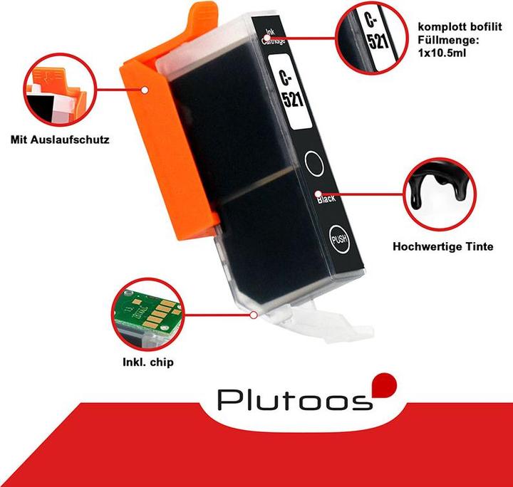 Produktbild Plutoos Canon CLI-521 BK Patrone XXL kompatibel, Photoblack (PBK)