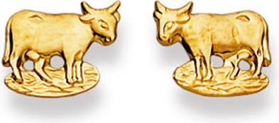 Image du produit Muau Clou d'oreille vache en or jaune 375, 8x10mm (Or jaune 375/9K)
