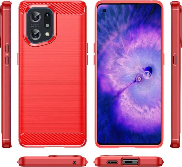 Image du produit Cover-Discount OPPO Find X5 - Housse métallique aspect carbone rouge (Oppo Find X5)