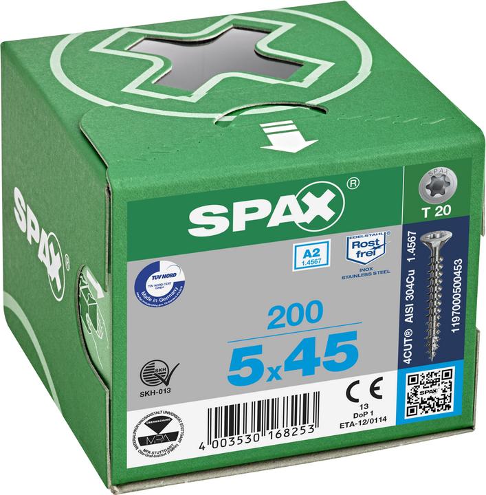 Actual product image Spax A2 Countersunk Multi-Head T-Star Plus T20 Fully Threaded (200 Screws per piece)
