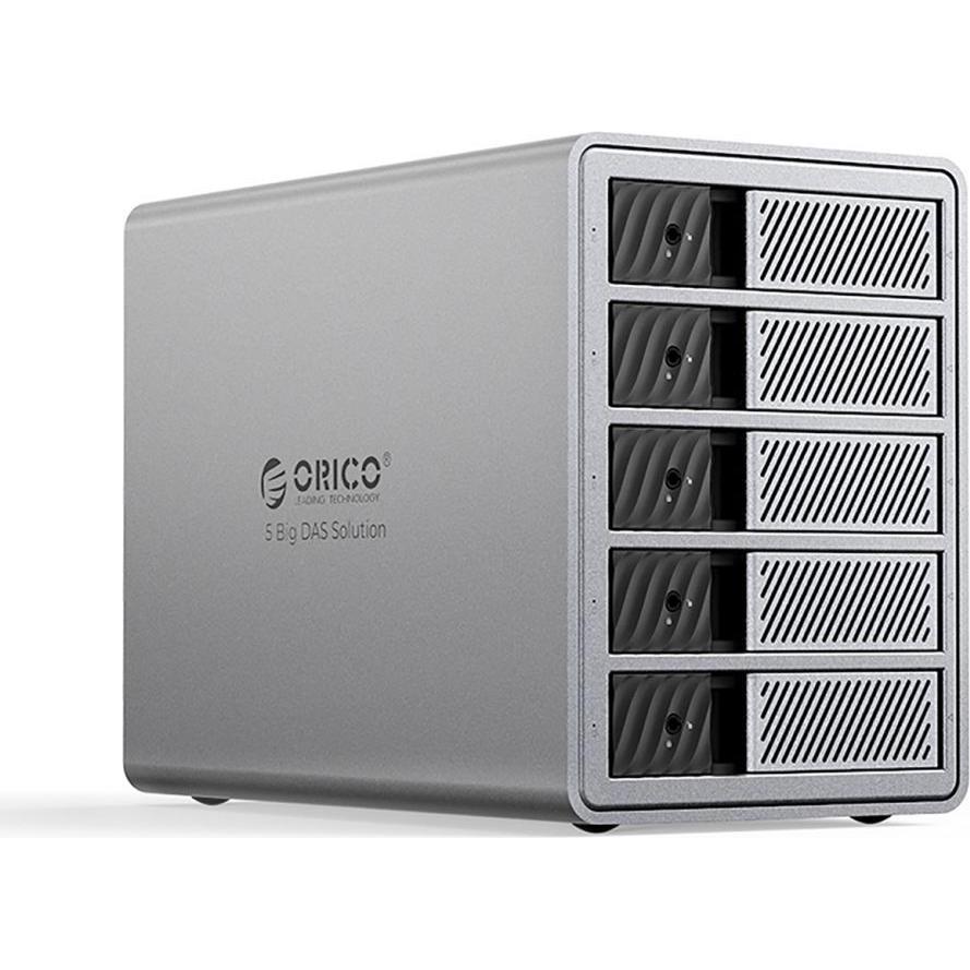 Orico Kieszeń Macierz dyskowa Thunderbolt 3 na 5 dysków 2,5"/3.5" SATA HDD/SSD - szara (3.5", 2.5"), Case per hard disk, Grigio