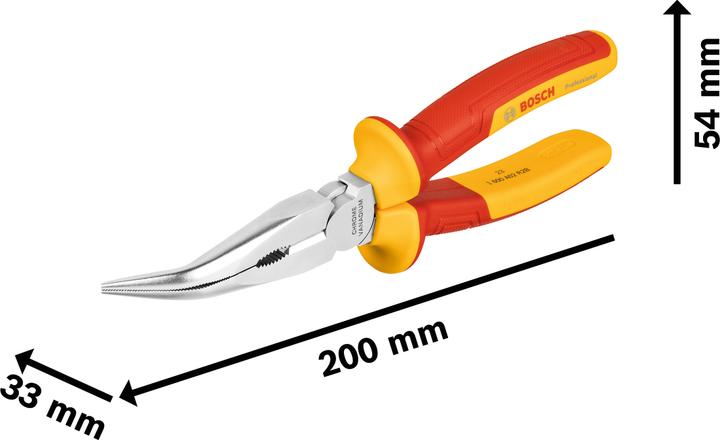 Actual product image Bosch Professional VDE needle nose pliers curved (200 mm)