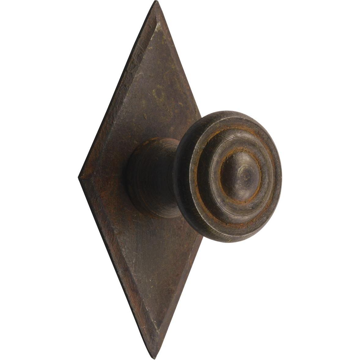 Thumbnail - Schörghofer & Frehe, Möbelgriff, Knopf Karo mit Schild Knopf- ø 25 mm, Breite 35 mm, Höhe 68 mm, Eisen antik