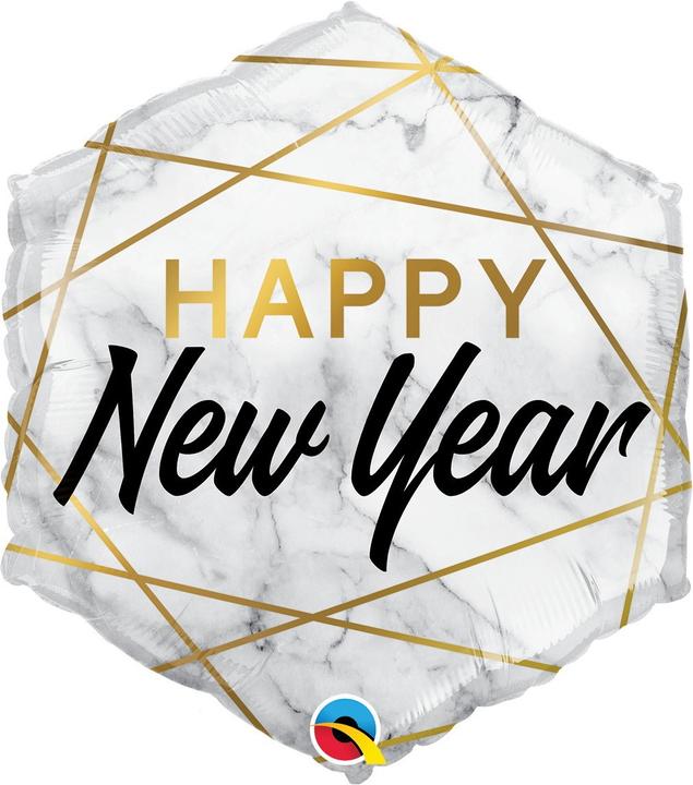 Actual product image Qualatex Hexagon foil balloon Marble New Year (1 x)