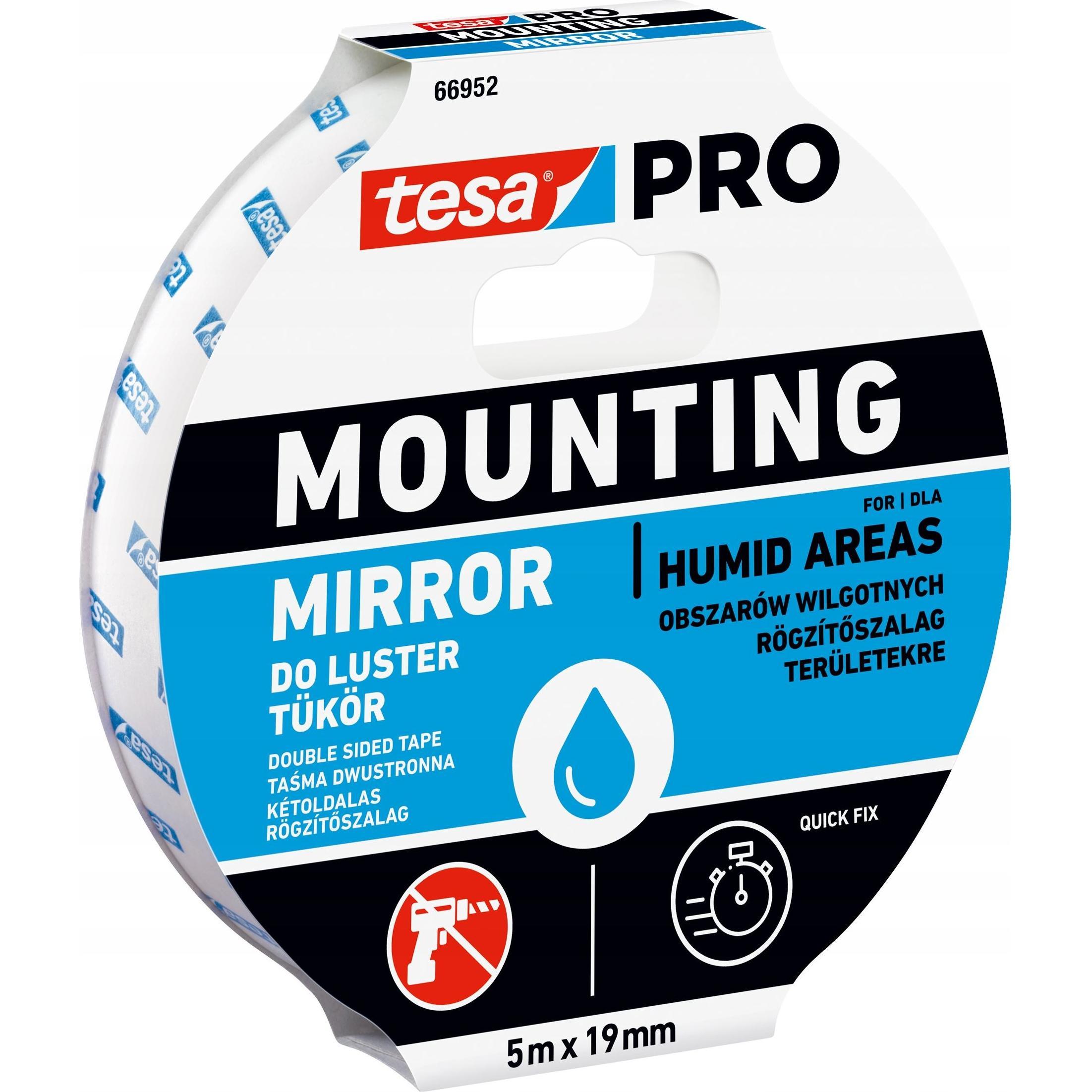 tesa, Klebeband, 66952 Pro Spiegel Montageklebeband 5m x 19 mm (19 mm)