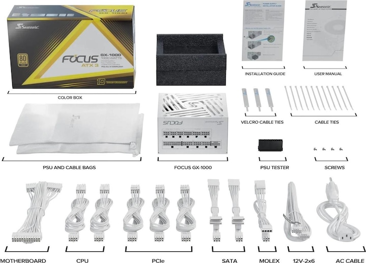Produktbild Seasonic Focus GX-1000 V4 1000W ATX3.0 white (1000 W)