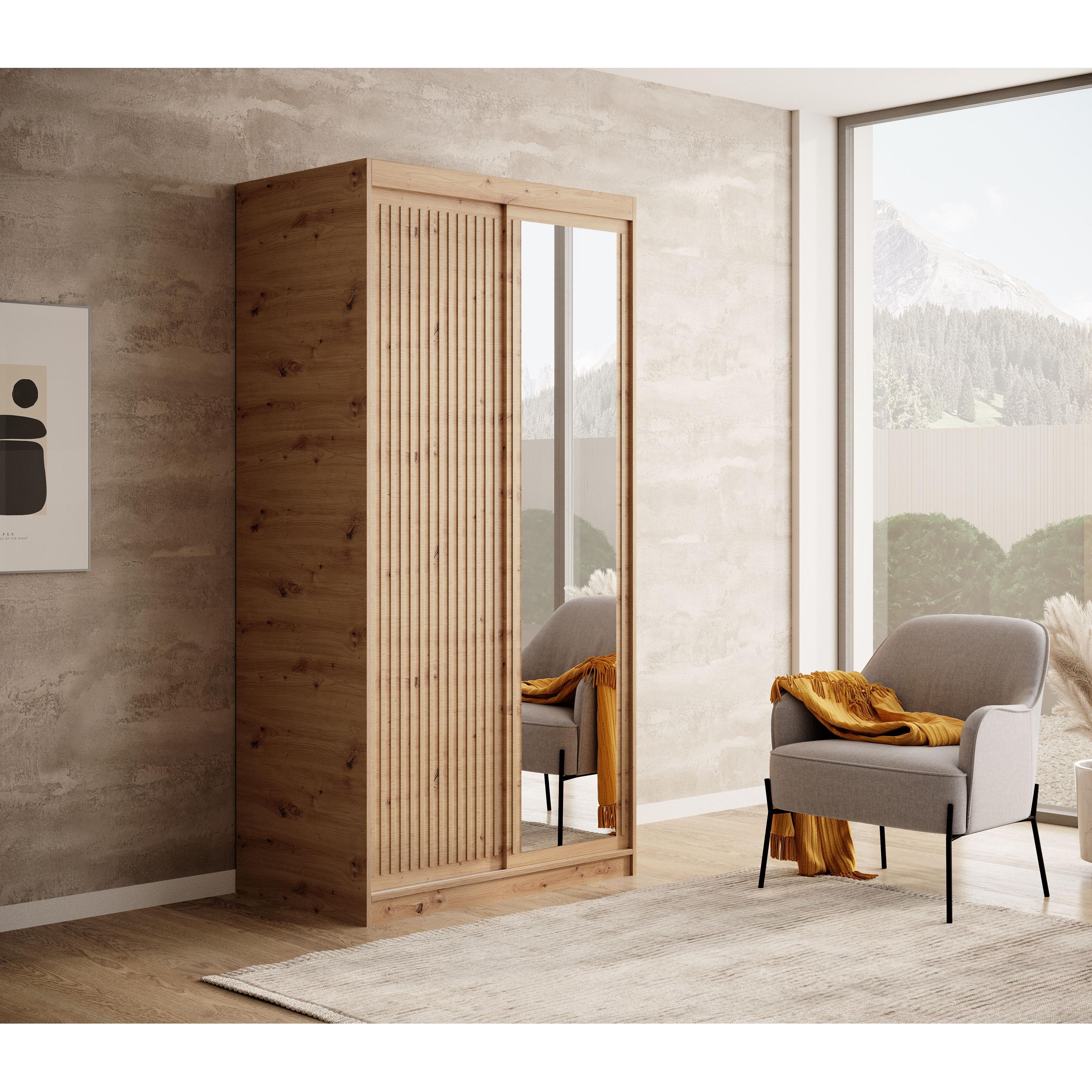 ADRK Furniture, Kleiderschrank, Verschiebbarer Kleiderschrank Delia 120 (60 x 60 x 120 cm)