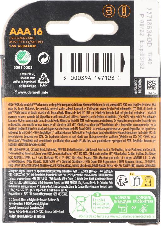 Productafbeelding Duracell Plus AAA-batterijen met Power Boost (16 Pcs., AAA / LR03 / Micro / R03 / AM4 / MN2400 / KR03)
