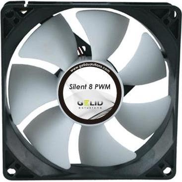 Gelid Silent 8 PWM (80 mm), Ventola PC, Bianco, Nero