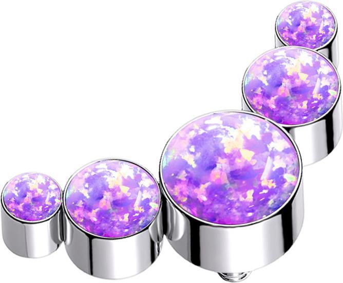 Produktbild Star Piercing Dermal Anchor silber fünf Opale violett (ohne Messing, Titan)