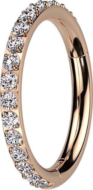 Image du produit Star Piercing Micro anneau segment pliable or rose cristaux latéraux argent (sans laiton, Titane G23)