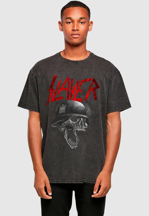 Produktbild Merchcode Slayer - Grayscale Helmet Acid Washed Oversize Tee - 169669 (S)