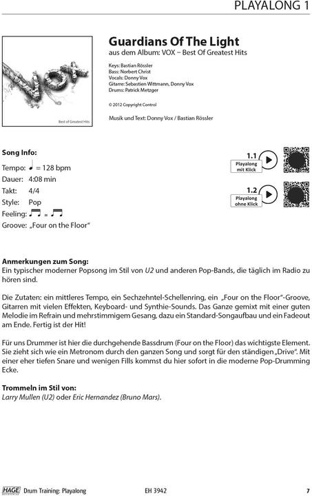 Produktbild Drum Training Playalong + MP3-CD (Deutsch, Patrick Metzger, 2014)