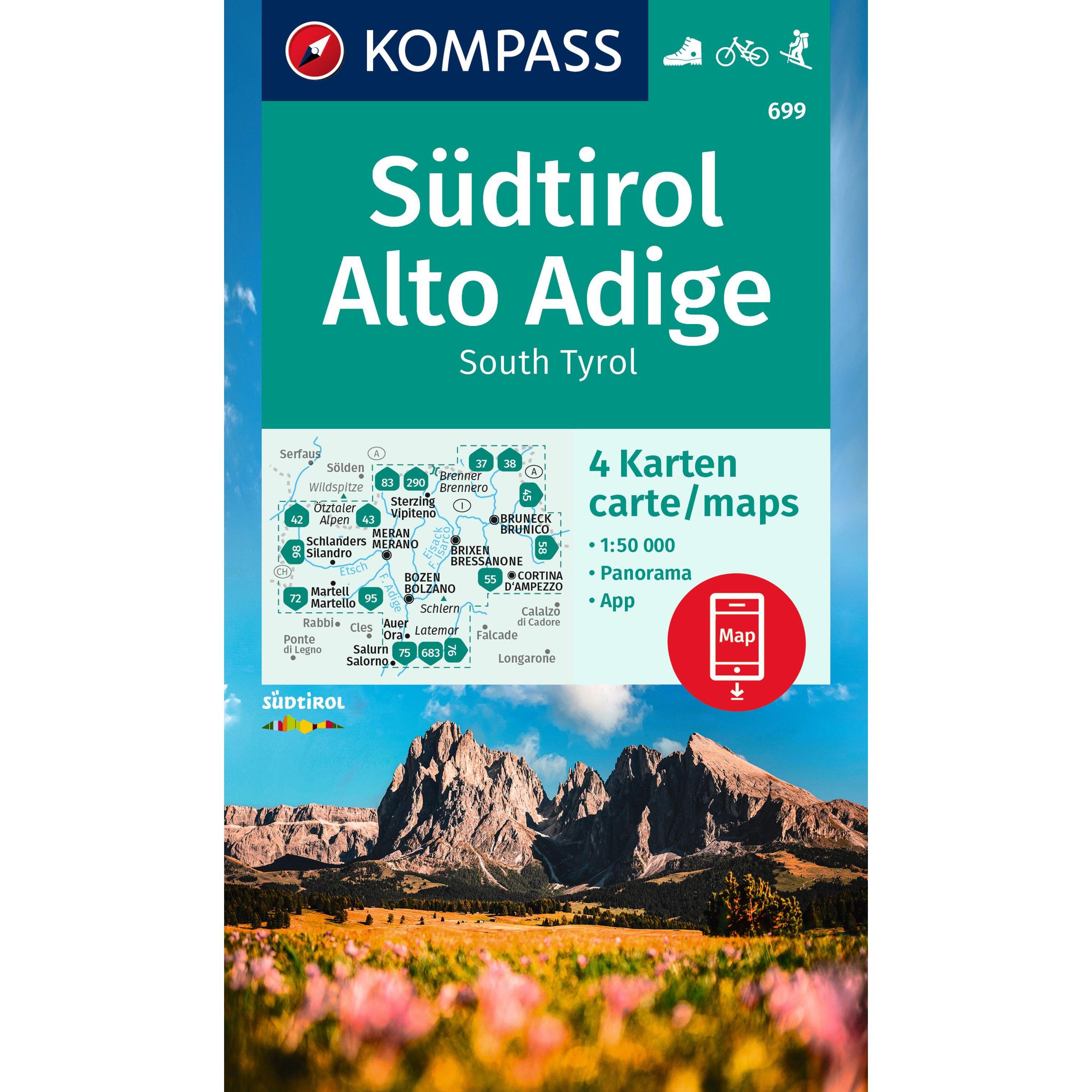 Wanderkarten-Set 699 Südtirol, Alto Adige, South Tyrol (4 Karten) 1:50.000, Landkarte