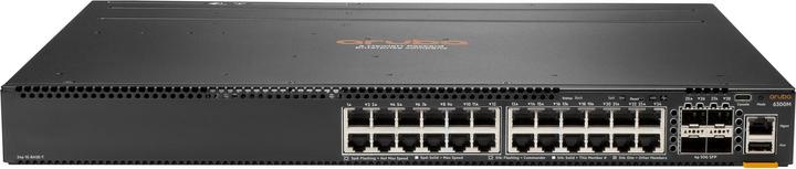 Actual product image HPE E Aruba Switch, 24 Port and 4 Port SFP56, Layer 3, Stackable, 1U, One Touch Deployment (28 Ports)