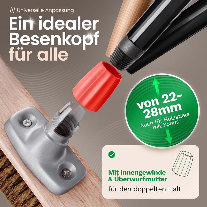 Immagine prodotto Novaliv Kokosbesen 40 cm mit Stiel Kokosborsten inkl. Kehrgarnitur verzinkt mit Gummilippe bestehend (1 pz.)