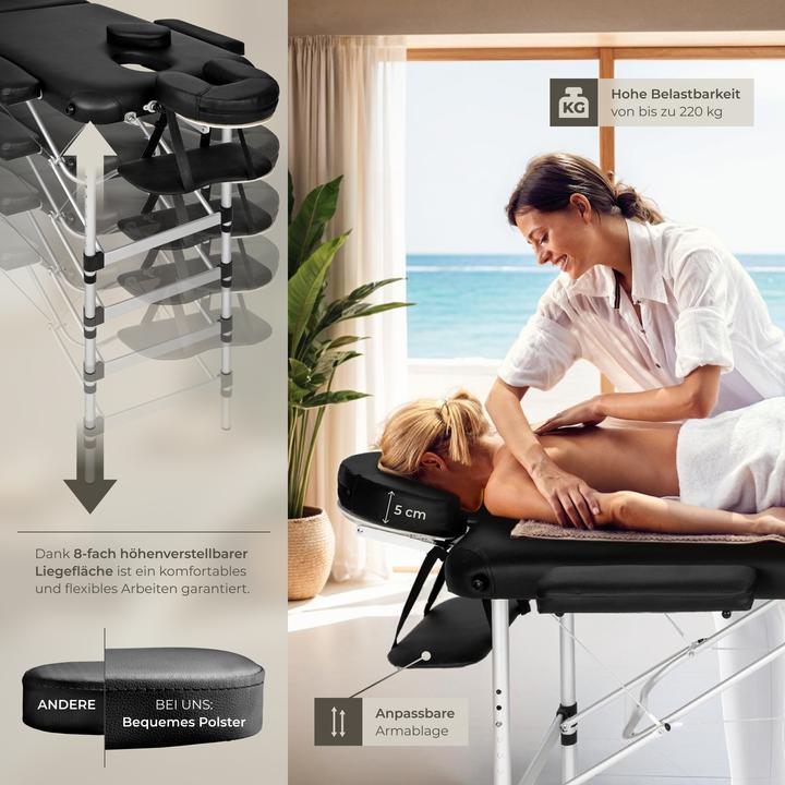 Actual product image tectake Massage table 3 zone with carry back and bolsters