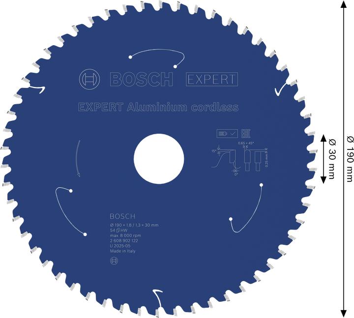 Productafbeelding DeWalt EXPERT Aluminium Kreissägeblatt, 190x30 mm, T54