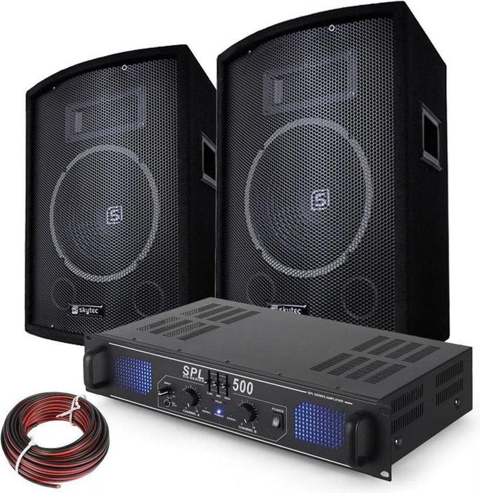 Produktbild Skytec 500W PA DJ Disco Set mit Verstärker und Lautsprechern (Aktiv)