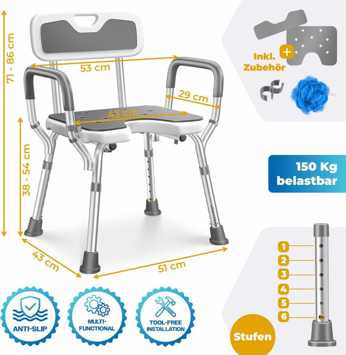 Produktbild Kesser Duschhocker mit Lehne (150 kg)