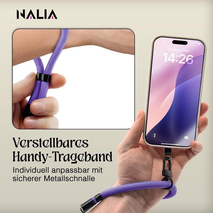 Produktbild Nalia Wristy Lanyard Handykette – Universal Trageband für Smartphones – Verstellbar, Soft & Elastisch