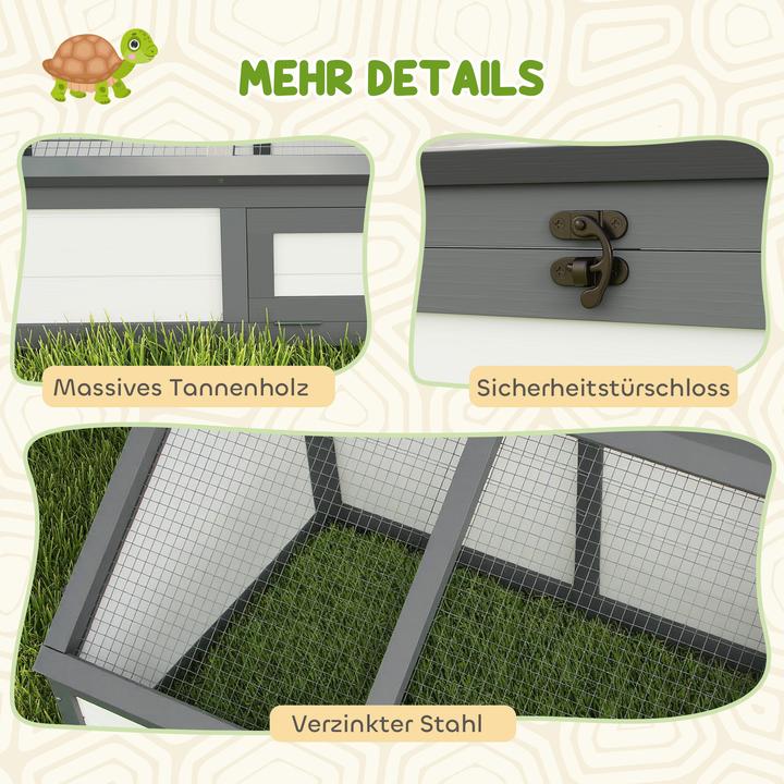 Image du produit PawHut Schildkrötenhaus Tannenholz, Verzinkter Stahl Weiss