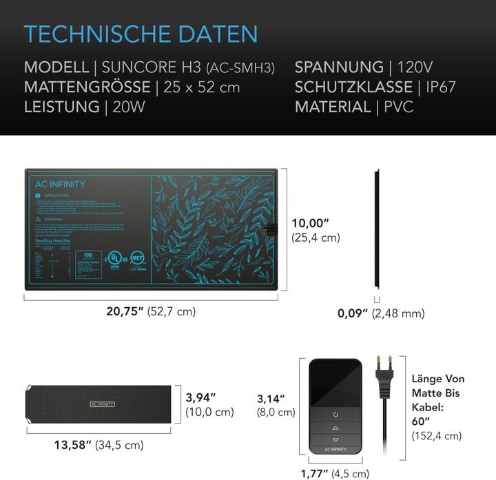 Produktbild AC Infinity Heizmatte mit digitalem Thermostat