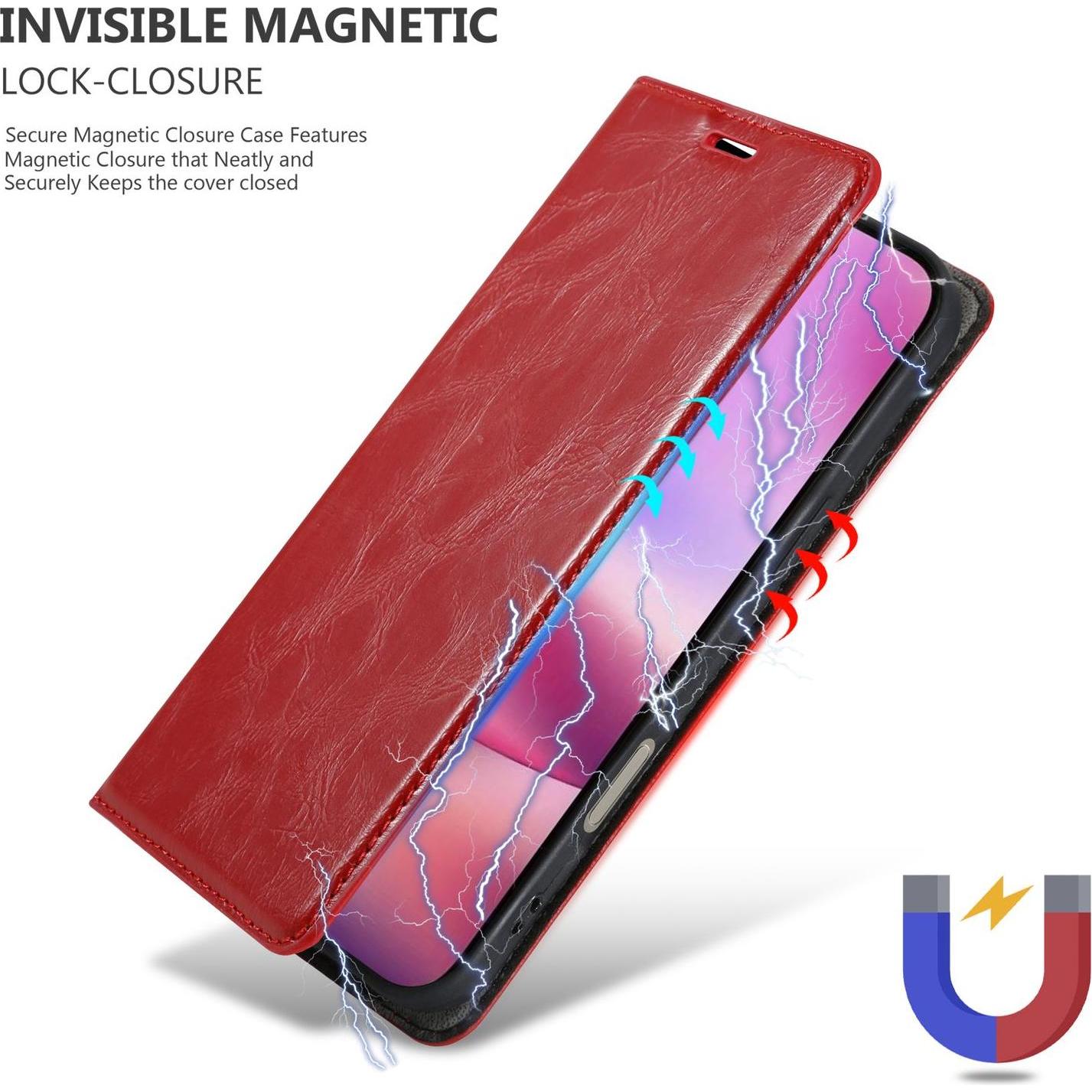 Thumbnail - Cadorabo Hülle für iPhone 16 PRO MAX Schutzhülle mit Magnetverschluss (Apple iPhone 16 Pro Max), Smartphone Hülle, Rot