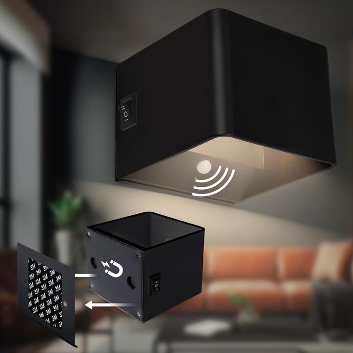 Produktbild Briloner BORRA LED Akku Wandleuchte mit Sensor - Schwarz (100 lm)