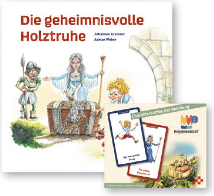 Produktbild Buch "Die geheimnisvolle Holztruhe" und Charakterkarten (Deutsch, Johannes Greisser, Adrian Weber, 2023)