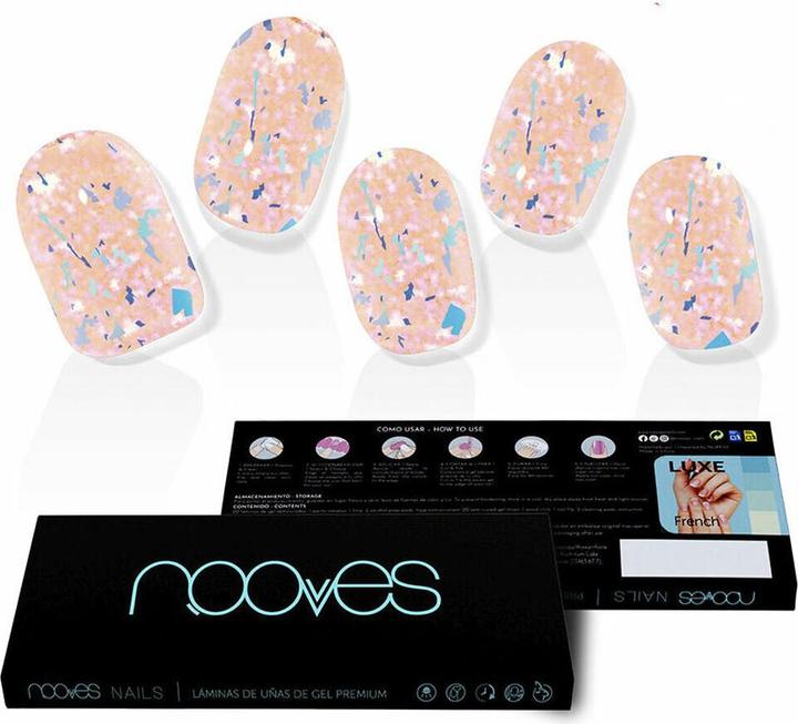 Nooves Peach Galettes Premium Luxe Metallic Gel Nail Sheets 20 Sheets (Artificial nails)