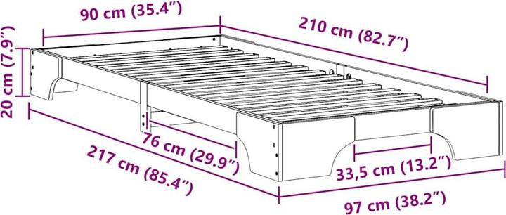 Actual product image vidaXL Bettgestell (90 x 210 cm)
