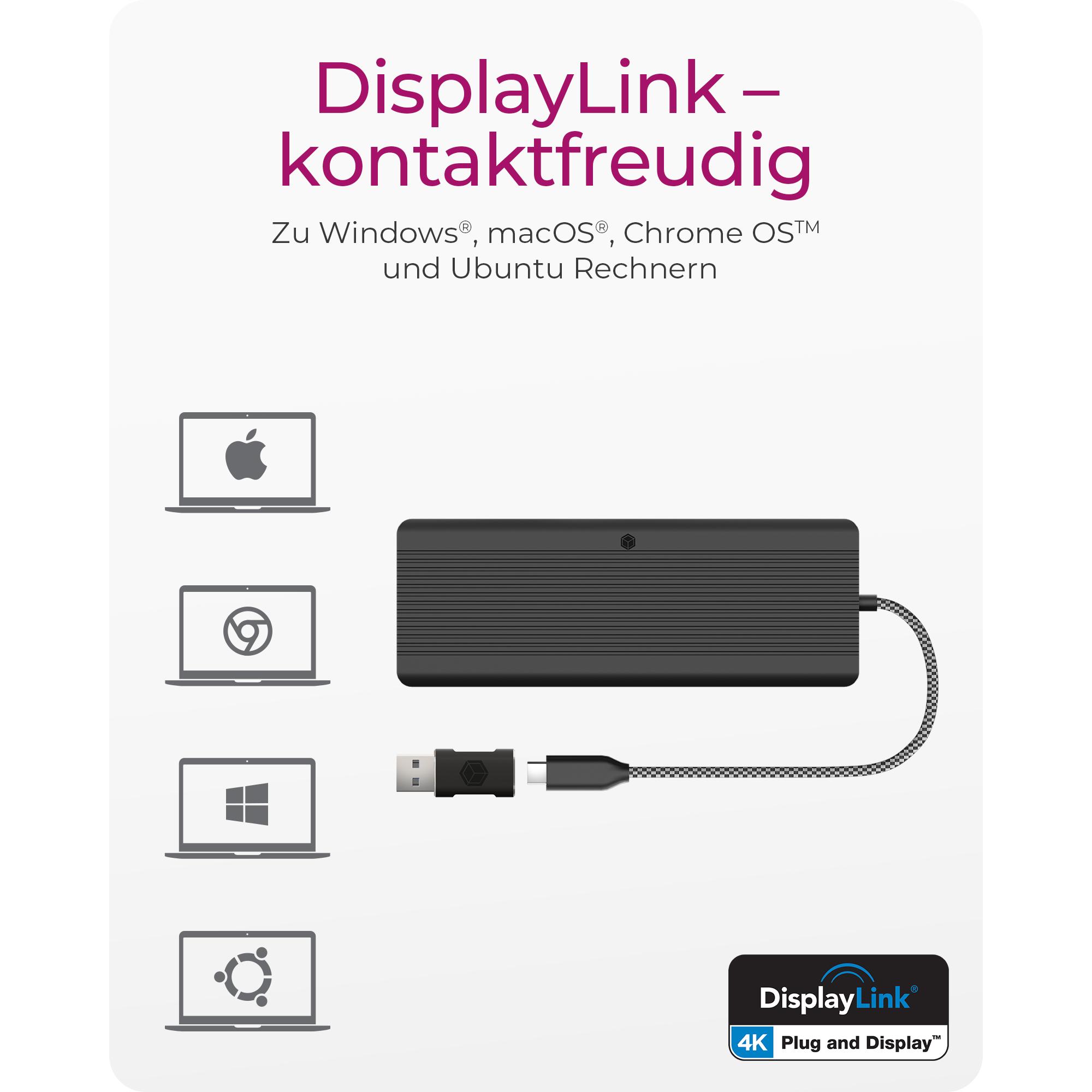 Thumbnail - Icy Box IB-DK4080AC (USB-C, 10 Ports), Dockingstation + USB Hub, Schwarz