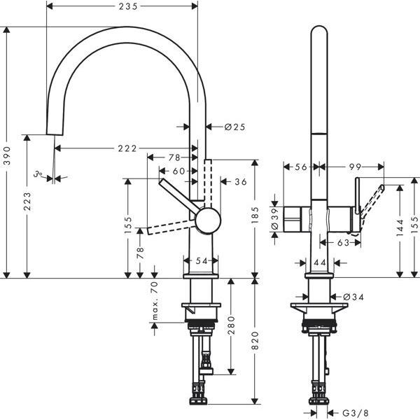 Thumbnail - hansgrohe, Küchenarmatur, HG Einhebel-Spültischmischer 220 TALIS M Geräteabsperrventil 1jet edelstahl-optik