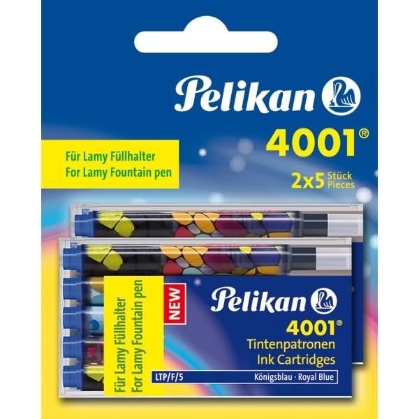 Pelikan Cartucce Inchiostro Blu Reale - Confezione Vetro Da 50 Pezzi - Standard Internazionale - Lavabile E Cancellabile - Per Penne Stilografiche