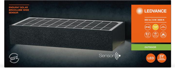 Actual product image Ledvance Endura Style Solar Bricklume Sensor Wide Dark Grey (850 lm, IP65)