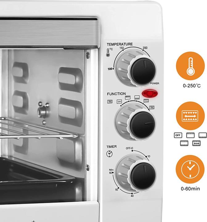 Produktbild Woltu Mini Backofen 32 Liter, Schwarz+rot