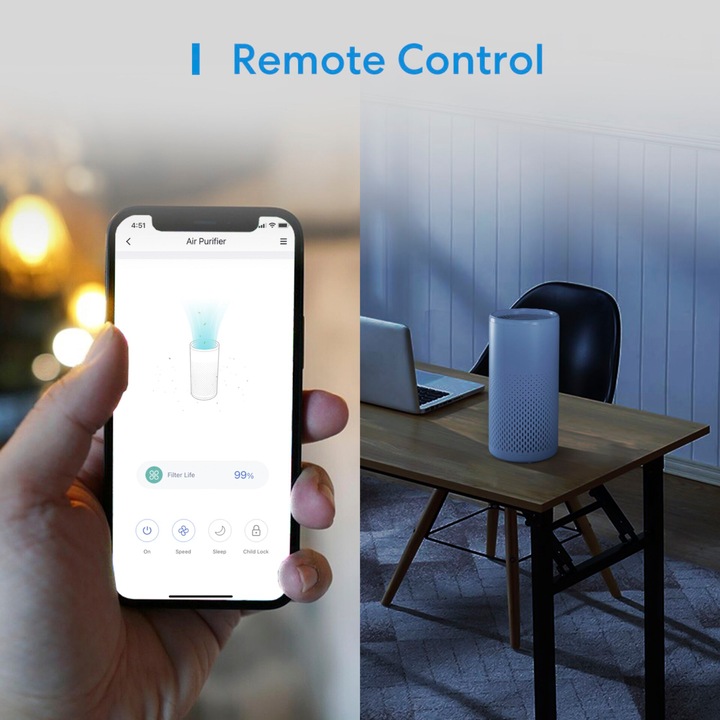 Productafbeelding Meross Slimme Wi-Fi luchtreiniger (18 m²)