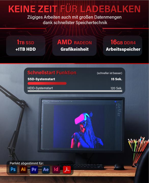 Produktbild Greed V2 Ultra - Office PC - AMD Ryzen 7 (1000 GB, 16 GB, AMD Ryzen 7 5700G)