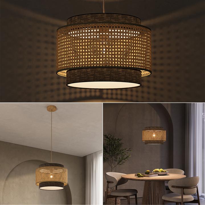 Actual product image Vicco Ceiling lamp Morten, Rattan/black, 45 x 31 cm (E27)