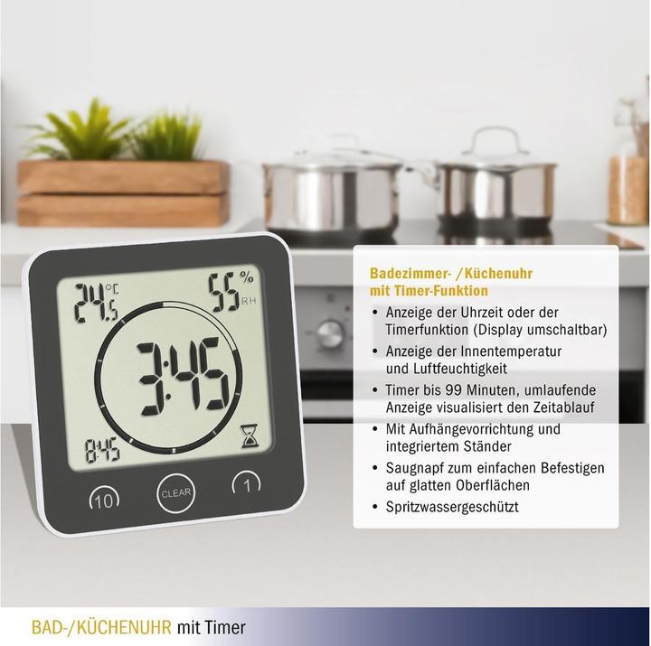 Actual product image TFA Timer bathroom / kitchen clock with