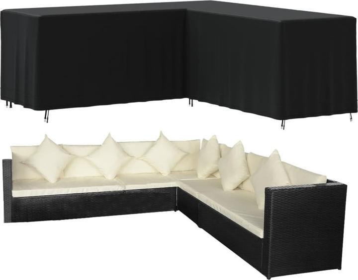 Actual product image vidaXL Garden sofa cover L-shape black 254x254x86 cm 420D