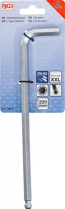 Image du produit BGS Clés allen | extra longues | six pans intérieurs/ six pans intérieurs à tête sphérique 9 mm