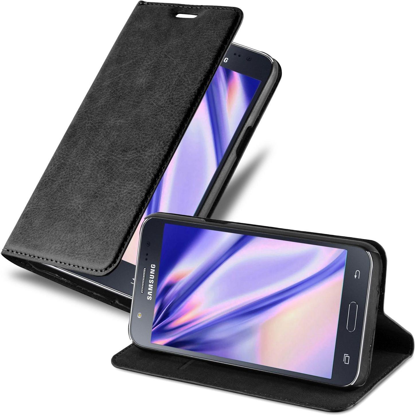 Cadorabo Book Invisible Magnet Hülle (Samsung Galaxy J7), Smartphone Hülle, Schwarz