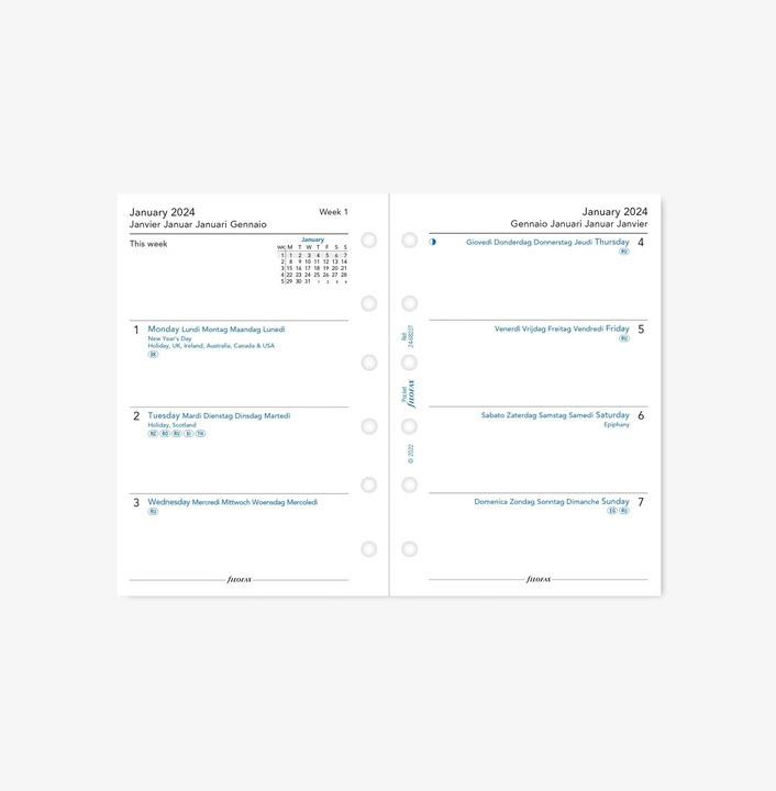 Image du produit Filofax PO-INH.1WO/2PAGES 4 LANGUES (81 x 120 mm)