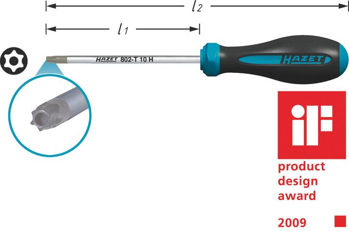 Produktbild HAZET Schraubendreher HEXAnamic 802-T8H ∙ Tamper Resistant TORX Profil ∙ T8H (Torx (TX))